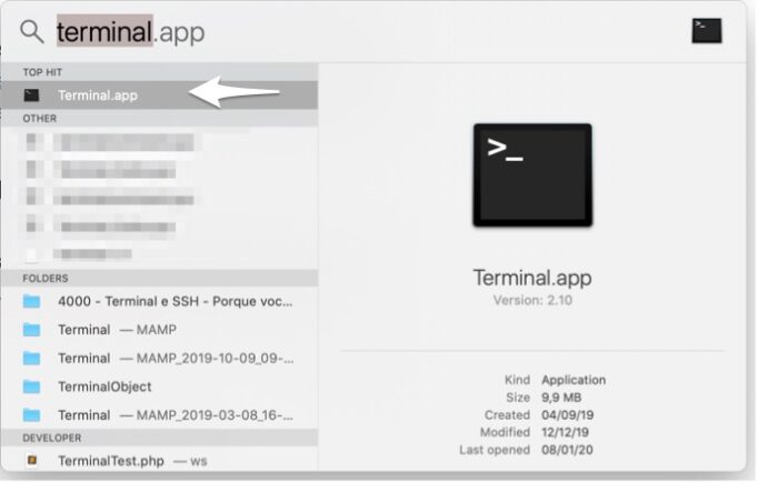 Abrindo terminal no MacOs