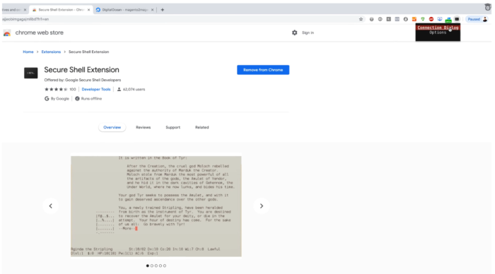 Aula sobre terminal/SSH no curso de administração de lojas Magento 2
