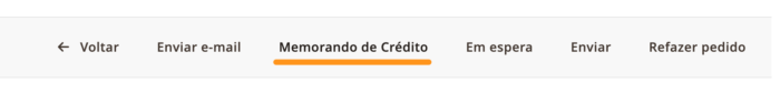 menu da tela de pedidos no Magento 2