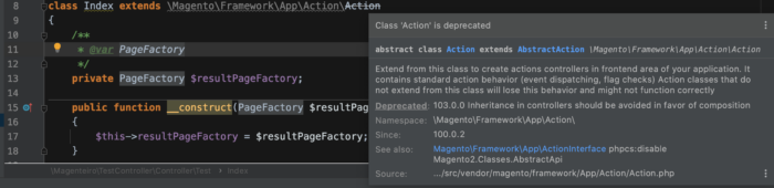 Class \Magento\Framework\App\Action\Action is deprecated
