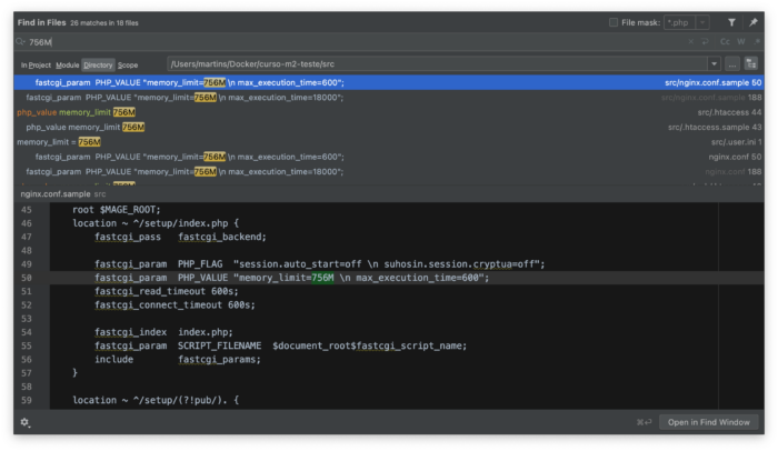 Busca de arquivos do PhpStorm Busca de arquivos do PhpStorm