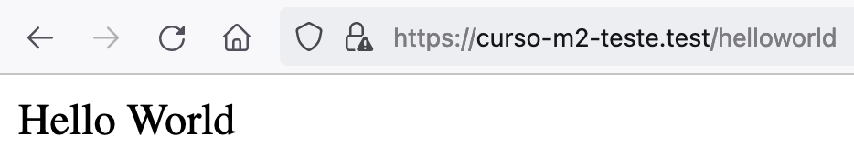 Hello World sendo exibido na url que criamos.