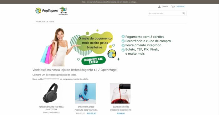 Loja Demo PagSeguro para Magento 1.x e OpenMage