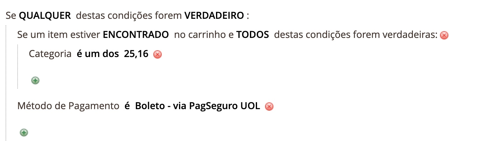 Regras de promoção de carrinho