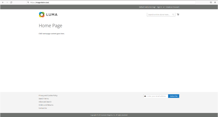 Home do Magento com Warden