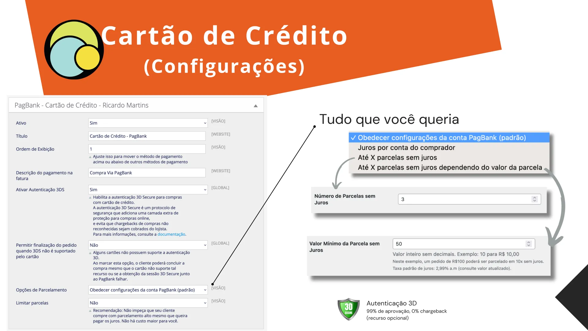 Configurações de cartão de crédito Configurações de cartão de crédito
