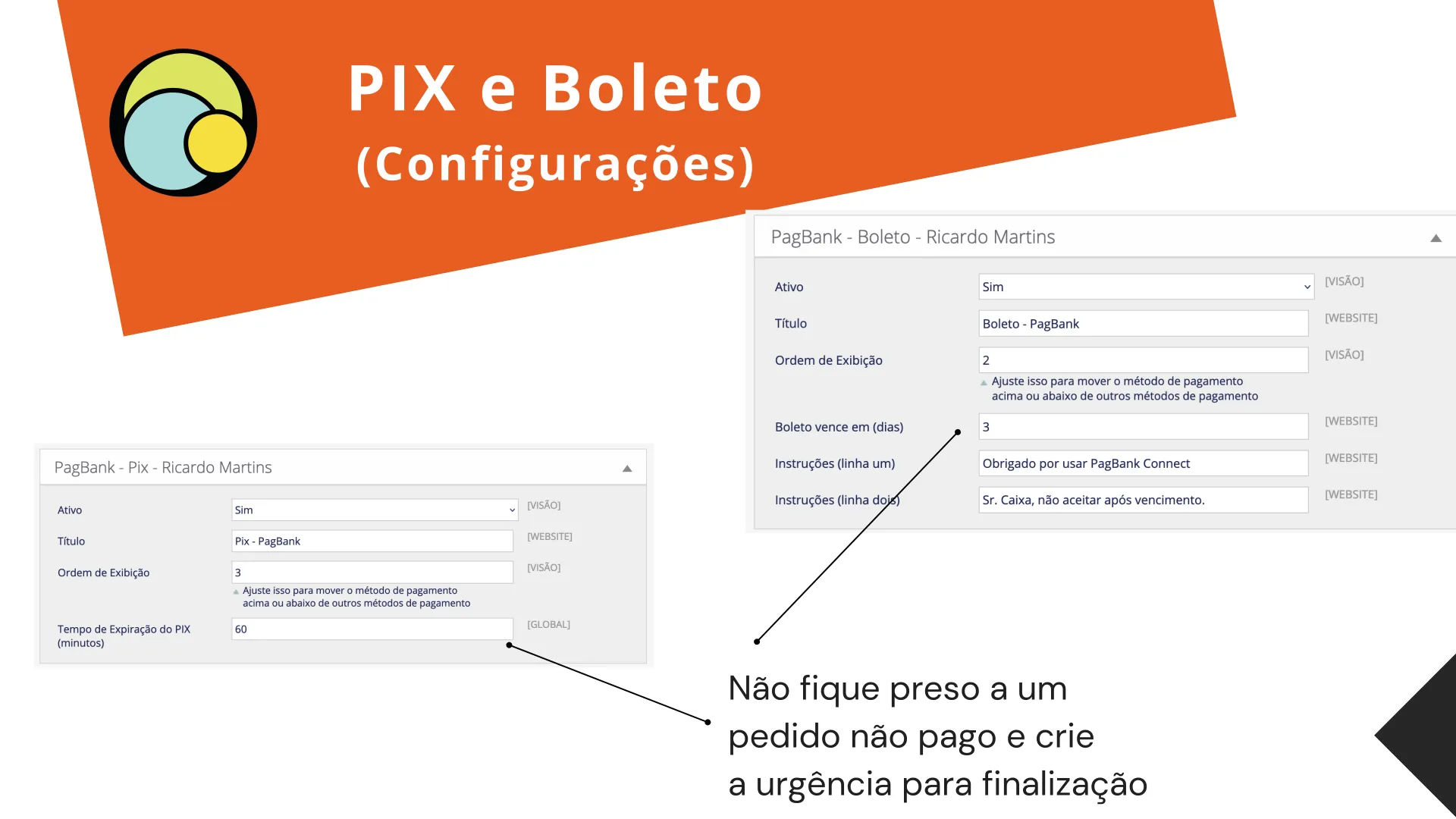 Configurações de Pix e Boleto no PagBank Configurações de Pix e Boleto no PagSeguro